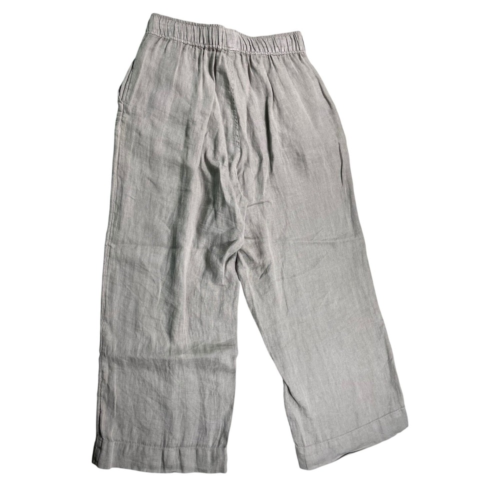 Sigrid Olsen Small 100% Linen Pull On Crop Pants Beige Elastic Waist - Picture 2 of 3